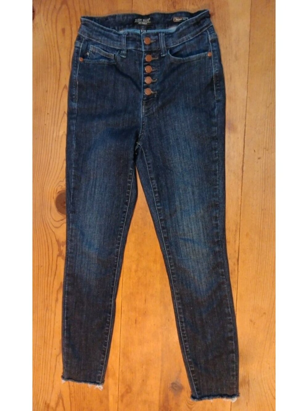 Judy Blue Jean Women 3/26 Skinny Fit Mid Rise Button Fly Dark Wash Stretch 27x26
